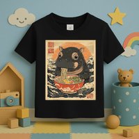 Moo Deng Hippo Eat Ramen For Japanese Style Toddler T-Shirt