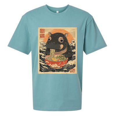 Moo Deng Hippo Eat Ramen For Japanese Style Sueded Cloud Jersey T-Shirt