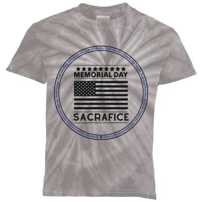 Memorial Day Honor Our Heroes Sacrifice American Flag Bold Kids Tie-Dye T-Shirt