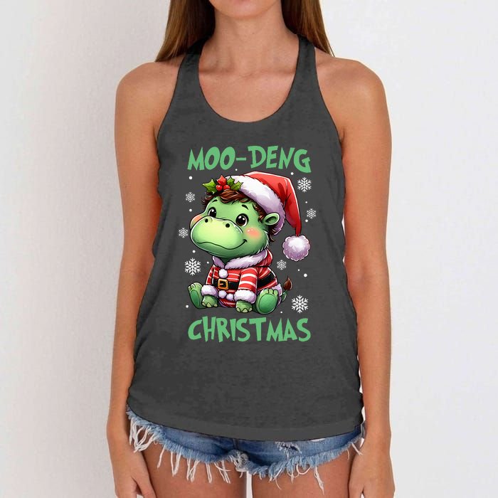 Moo Deng Hippo Baby Pigmy Moodeng Chrismats Zoo Family Women's Knotted Racerback Tank