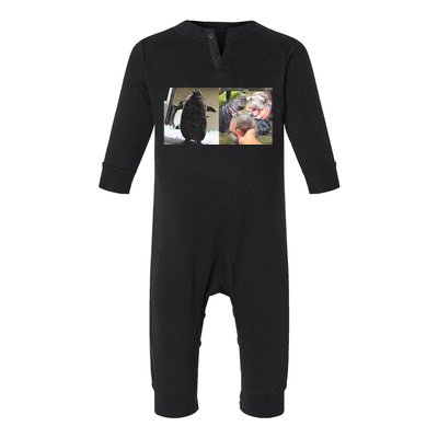 Moo Deng Hippo And Baby Penguin Pesto Infant Fleece One Piece