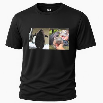 Moo Deng Hippo And Baby Penguin Pesto Performance Shirt