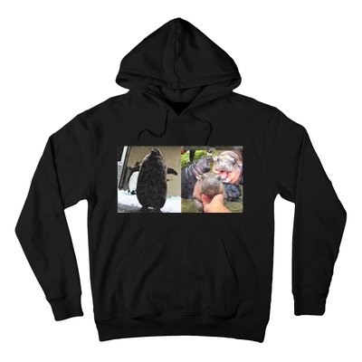 Moo Deng Hippo And Baby Penguin Pesto Hoodie