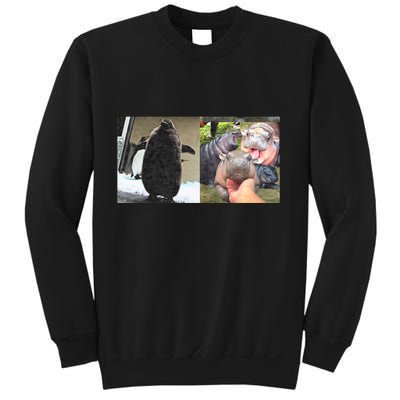 Moo Deng Hippo And Baby Penguin Pesto Sweatshirt