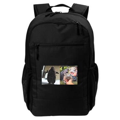 Moo Deng Hippo And Baby Penguin Pesto Backpack
