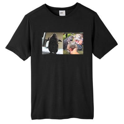 Moo Deng Hippo And Baby Penguin Pesto Tall Fusion ChromaSoft Performance T-Shirt