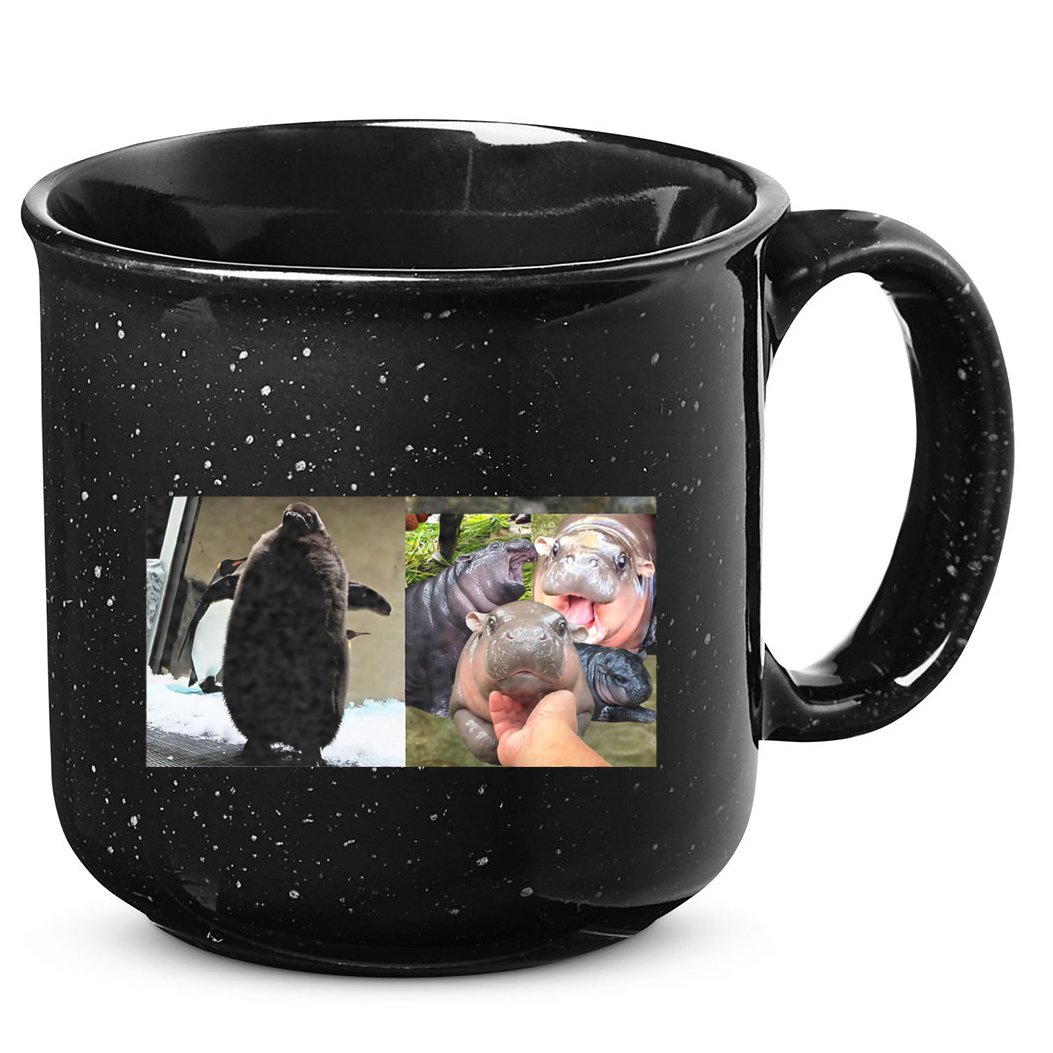Moo Deng Hippo And Baby Penguin Pesto 15oz Campfire Ceramic Mug