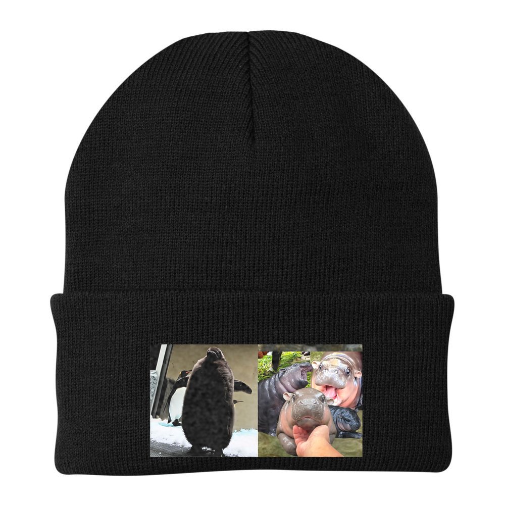 Moo Deng Hippo And Baby Penguin Pesto Beanie