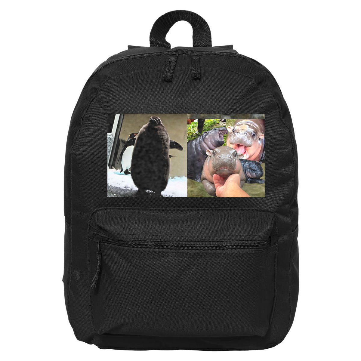 Moo Deng Hippo And Baby Penguin Pesto 16 in Basic Backpack