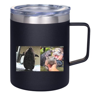 Moo Deng Hippo And Baby Penguin Pesto 12oz Stainless Steel Coffee Mug