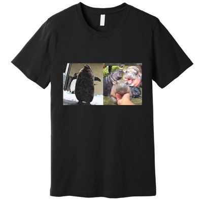 Moo Deng Hippo And Baby Penguin Pesto Premium T-Shirt