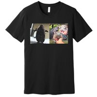 Moo Deng Hippo And Baby Penguin Pesto Premium T-Shirt