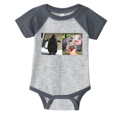 Moo Deng Hippo And Baby Penguin Pesto Infant Baby Jersey Bodysuit