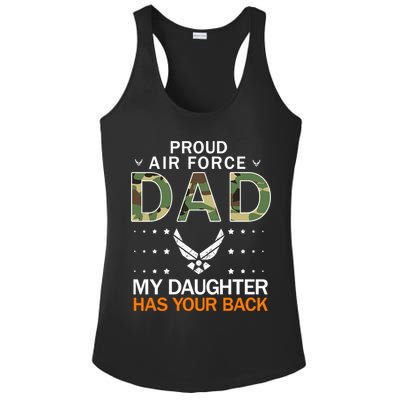 My Daughter Has Your Backcute Giftproud Air Force Dad Army Cool Gift Ladies PosiCharge Competitor Racerback Tank