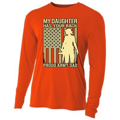 My Daughter Has Your Back Funny Gift Proud Army Dad Military Father Gift Cooling Performance Long Sleeve Crew