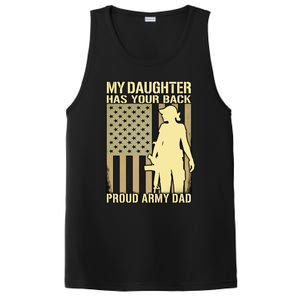 My Daughter Has Your Back Funny Gift Proud Army Dad Military Father Gift PosiCharge Competitor Tank