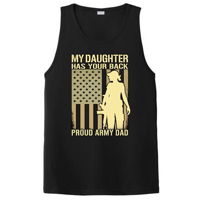 My Daughter Has Your Back Funny Gift Proud Army Dad Military Father Gift PosiCharge Competitor Tank