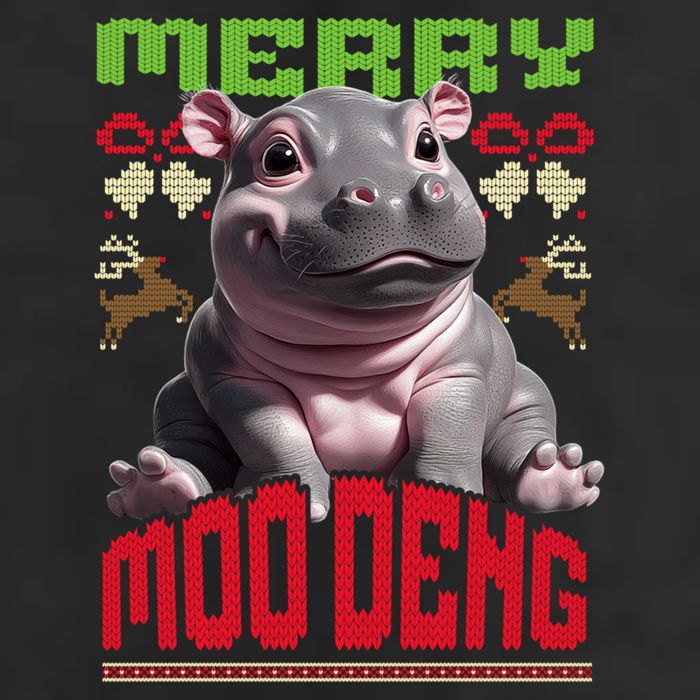 Moo Deng Hippo Ugly Christmas Holiday Cheer Gift Cool Comfort Performance Bucket Hat