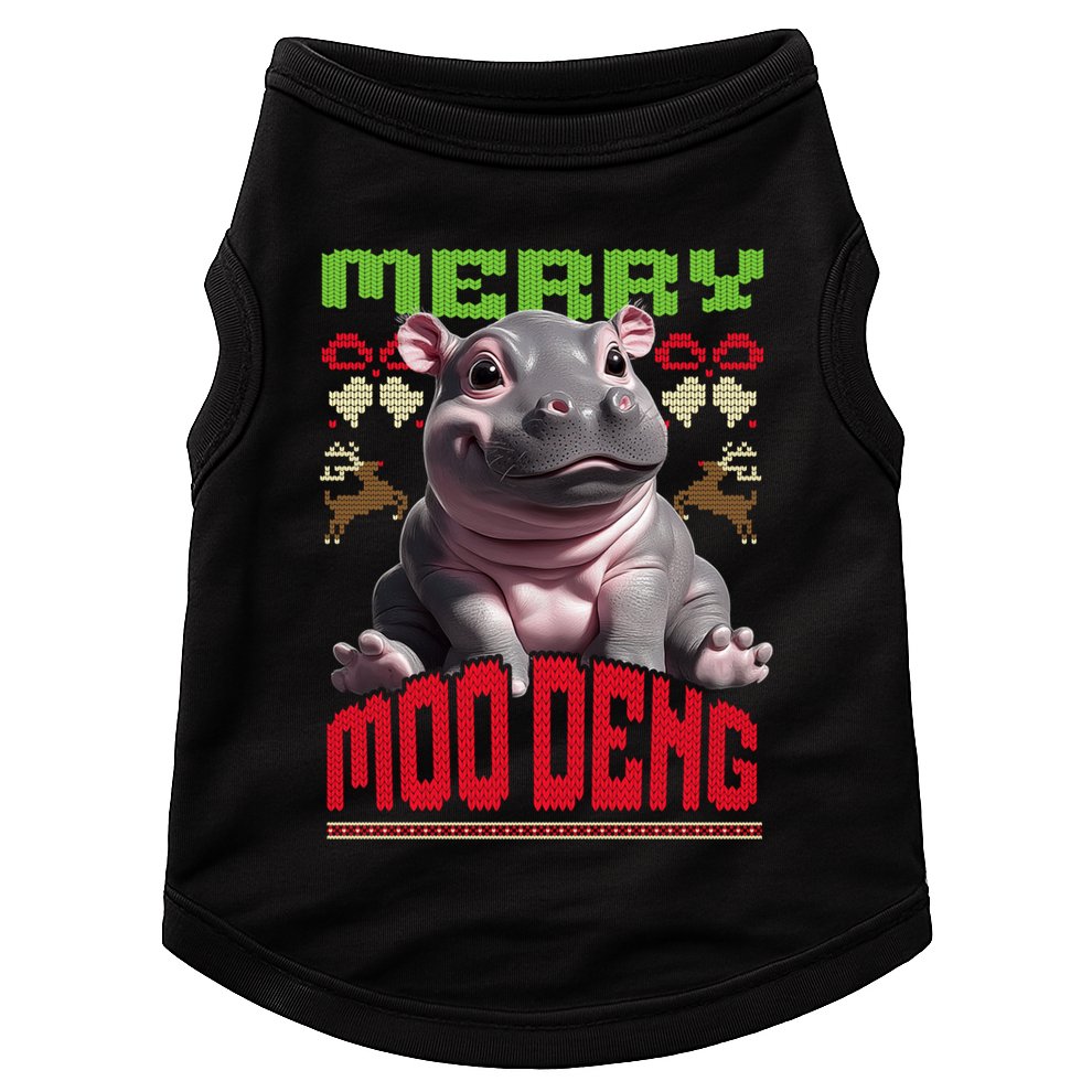 Moo Deng Hippo Ugly Christmas Holiday Cheer Gift Doggie Tank