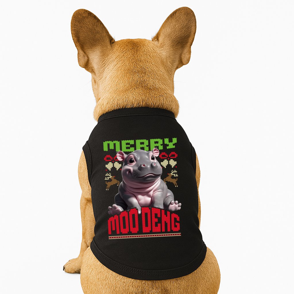 Moo Deng Hippo Ugly Christmas Holiday Cheer Gift Doggie Tank