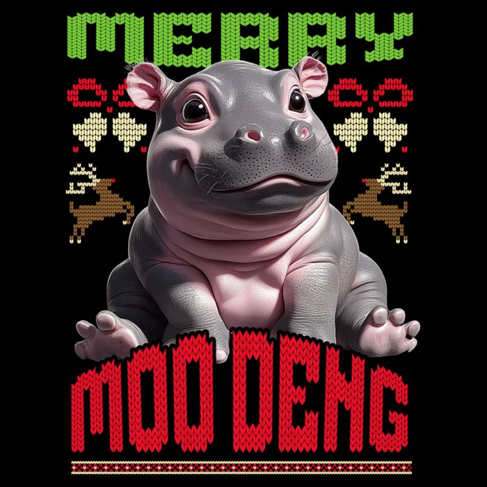 Moo Deng Hippo Ugly Christmas Holiday Cheer Gift Doggie Tank