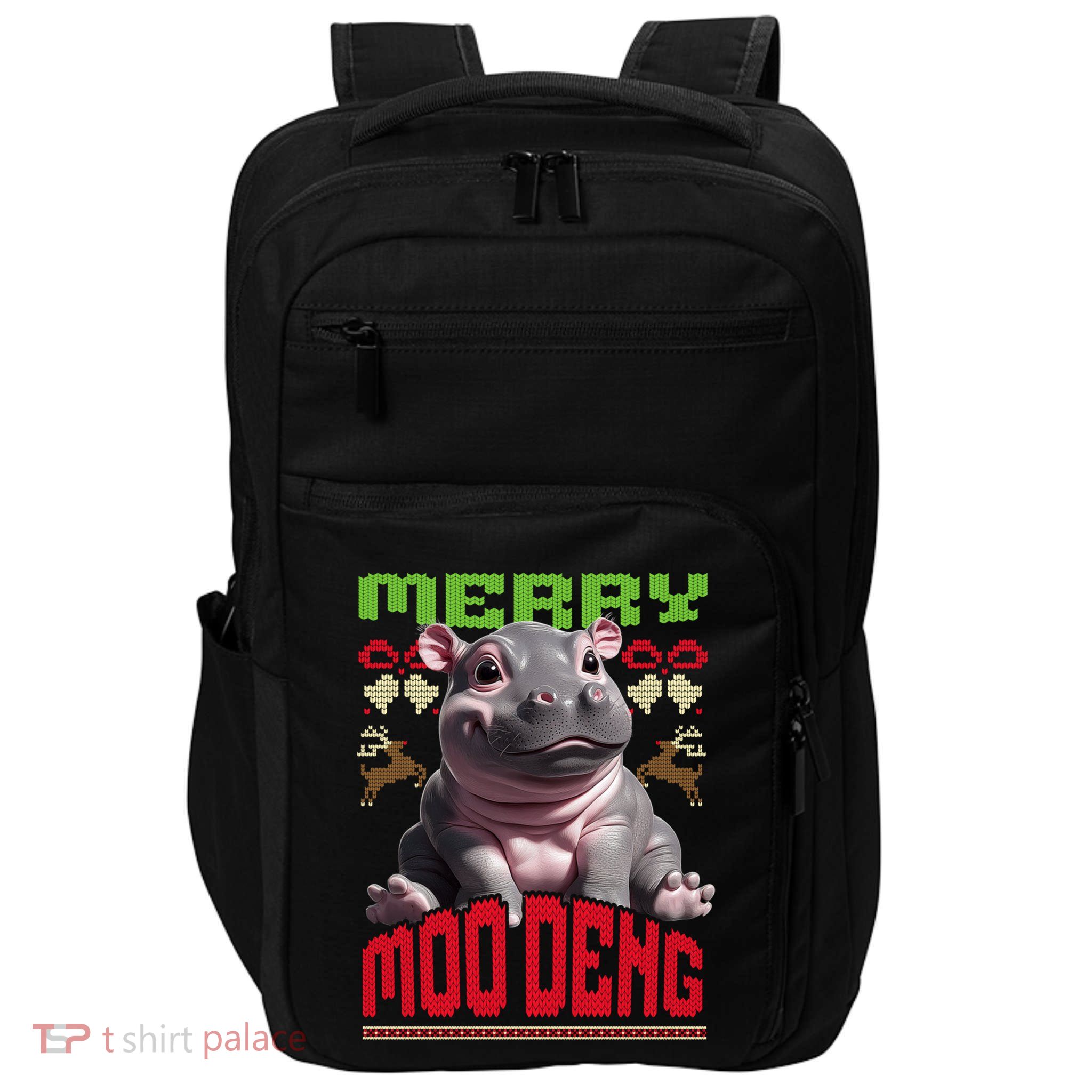 Moo Deng Hippo Ugly Christmas Holiday Cheer Gift Impact Tech Backpack