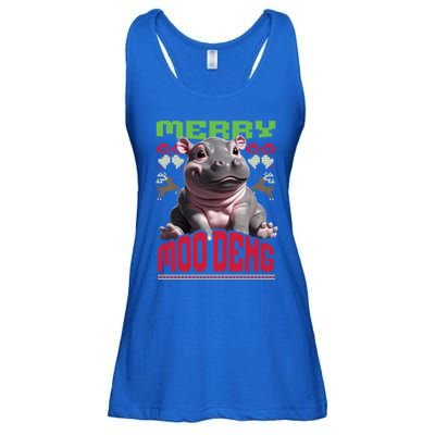 Moo Deng Hippo Ugly Christmas Holiday Cheer Gift Ladies Essential Flowy Tank