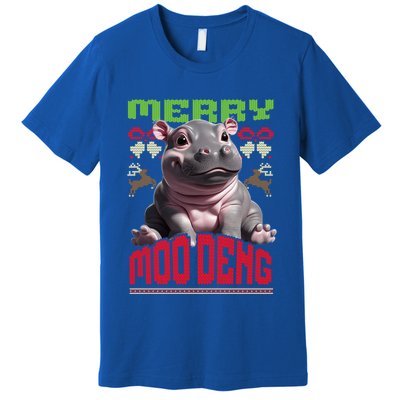Moo Deng Hippo Ugly Christmas Holiday Cheer Gift Premium T-Shirt