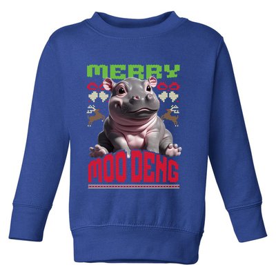 Moo Deng Hippo Ugly Christmas Holiday Cheer Gift Toddler Sweatshirt