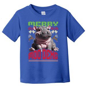 Moo Deng Hippo Ugly Christmas Holiday Cheer Gift Toddler T-Shirt