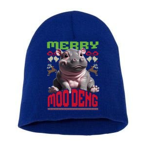 Moo Deng Hippo Ugly Christmas Holiday Cheer Gift Short Acrylic Beanie