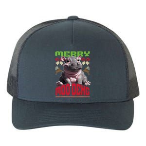 Moo Deng Hippo Ugly Christmas Holiday Cheer Gift Yupoong Adult 5-Panel Trucker Hat