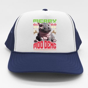 Moo Deng Hippo Ugly Christmas Holiday Cheer Gift Trucker Hat