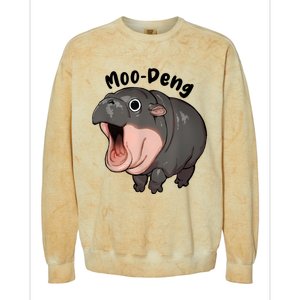 Moo Deng Hippo Baby Pigmy Hippopotamus Zoo Family Colorblast Crewneck Sweatshirt