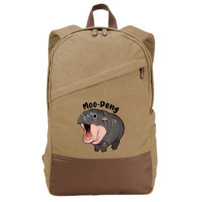 Moo Deng Hippo Baby Pigmy Hippopotamus Zoo Family Cotton Canvas Backpack