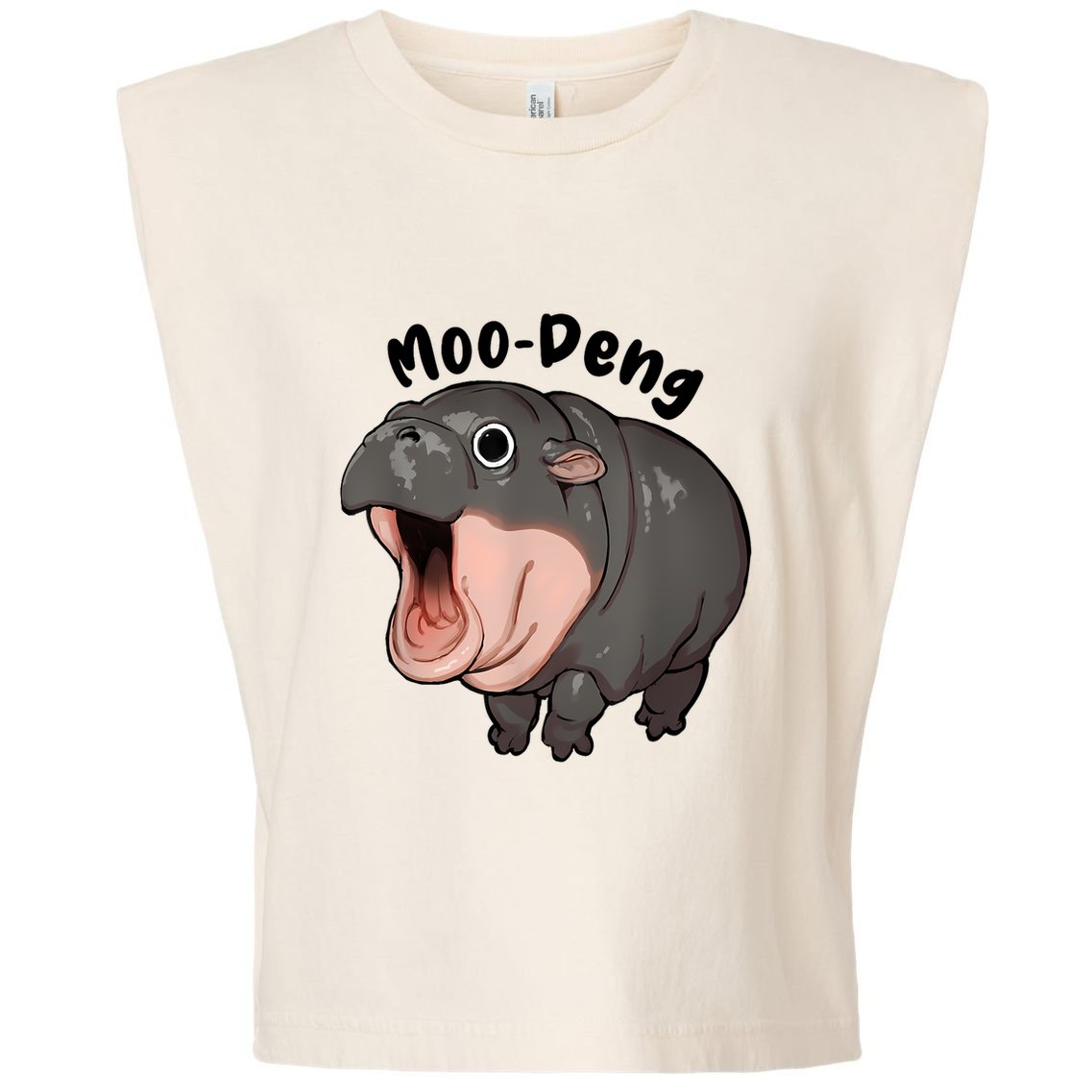 Moo Deng Hippo Baby Pigmy Hippopotamus Zoo Family Garment-Dyed Women's Muscle Tee