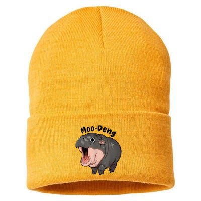 Moo Deng Hippo Baby Pigmy Hippopotamus Zoo Family Sustainable Knit Beanie