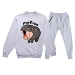 Moo Deng Hippo Baby Pigmy Hippopotamus Zoo Family Premium Crewneck Sweatsuit Set