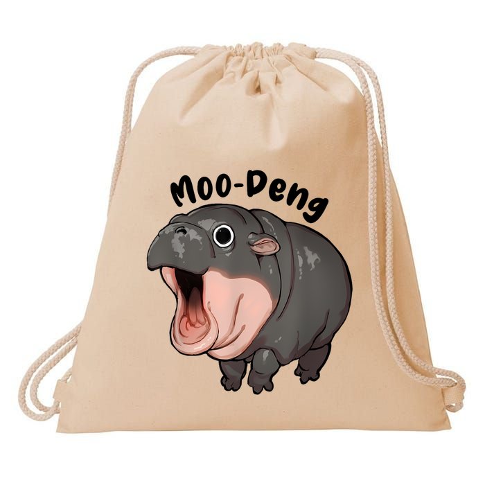Moo Deng Hippo Baby Pigmy Hippopotamus Zoo Family Drawstring Bag