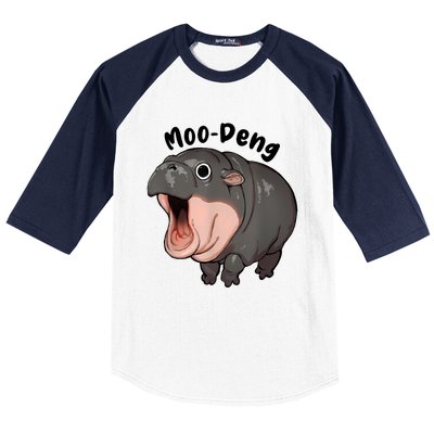 Moo Deng Hippo Baby Pigmy Hippopotamus Zoo Family Baseball Sleeve Shirt