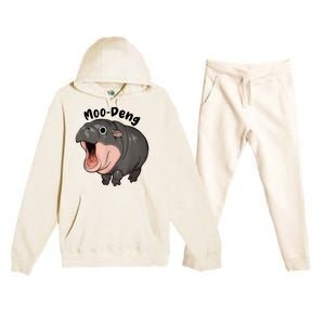 Moo Deng Hippo Baby Pigmy Hippopotamus Zoo Family Premium Hooded Sweatsuit Set