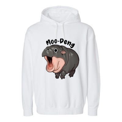 Moo Deng Hippo Baby Pigmy Hippopotamus Zoo Family Garment-Dyed Fleece Hoodie
