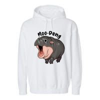 Moo Deng Hippo Baby Pigmy Hippopotamus Zoo Family Garment-Dyed Fleece Hoodie