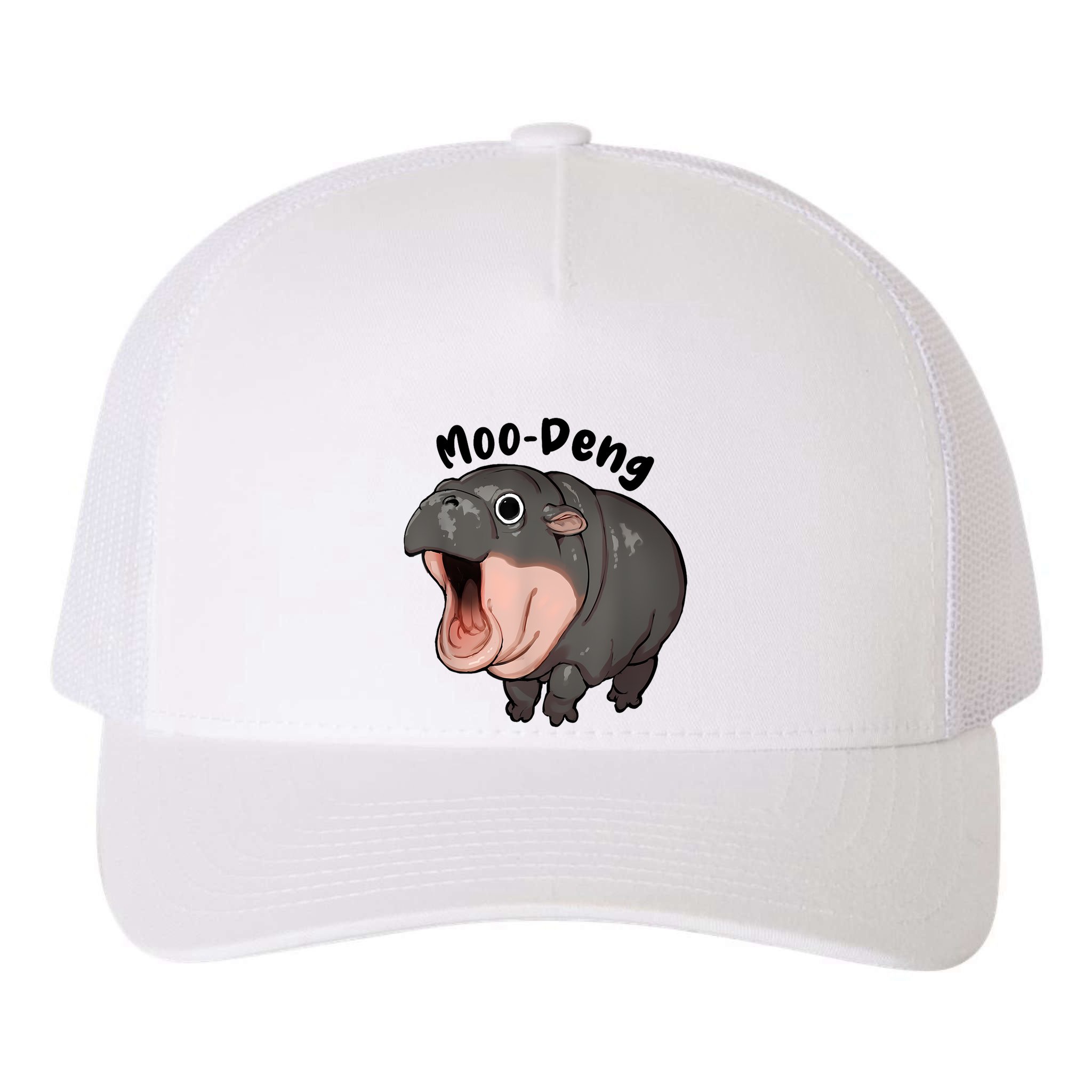 Moo Deng Hippo Baby Pigmy Hippopotamus Zoo Family Yupoong Adult 5-Panel Trucker Hat