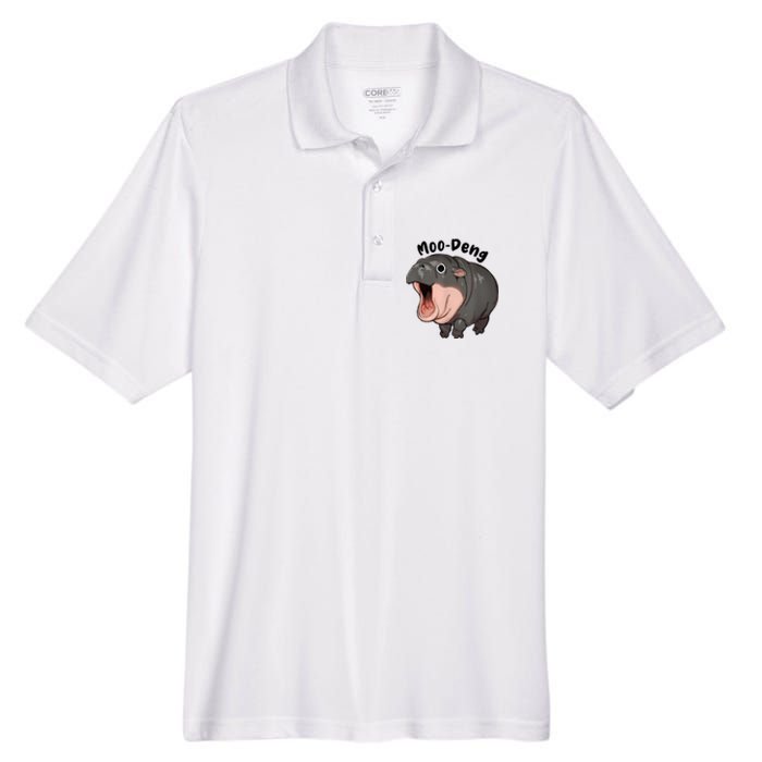 Moo Deng Hippo Baby Pigmy Hippopotamus Zoo Family Men's Origin Performance Pique Polo