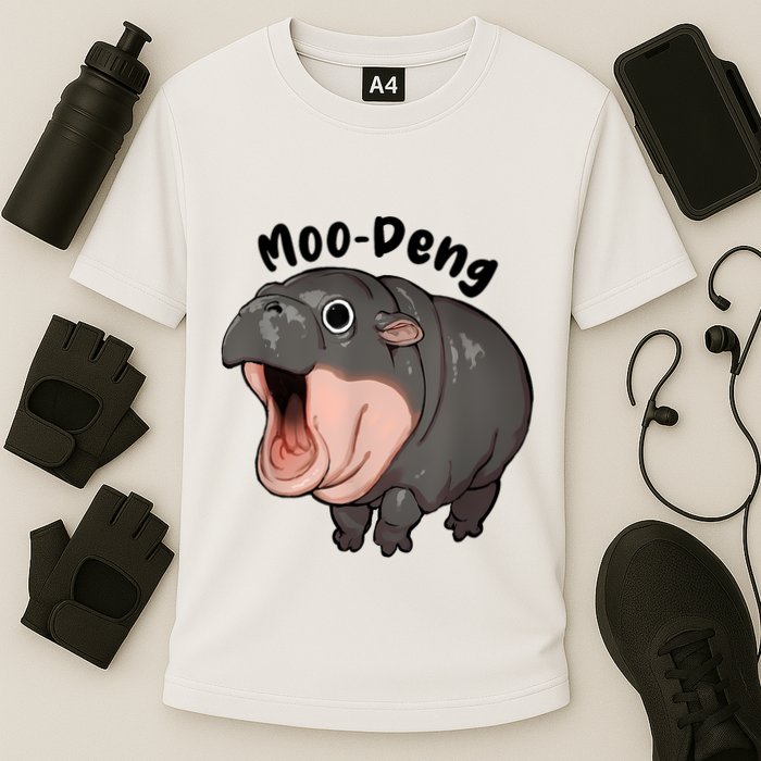 Moo Deng Hippo Baby Pigmy Hippopotamus Zoo Family Cooling Performance Crew T-Shirt