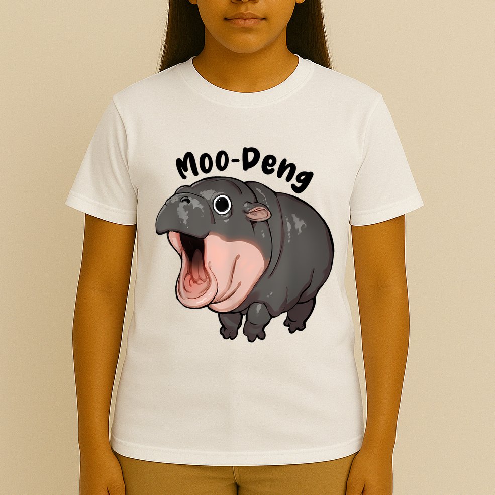Moo Deng Hippo Baby Pigmy Hippopotamus Zoo Family T-Shirt