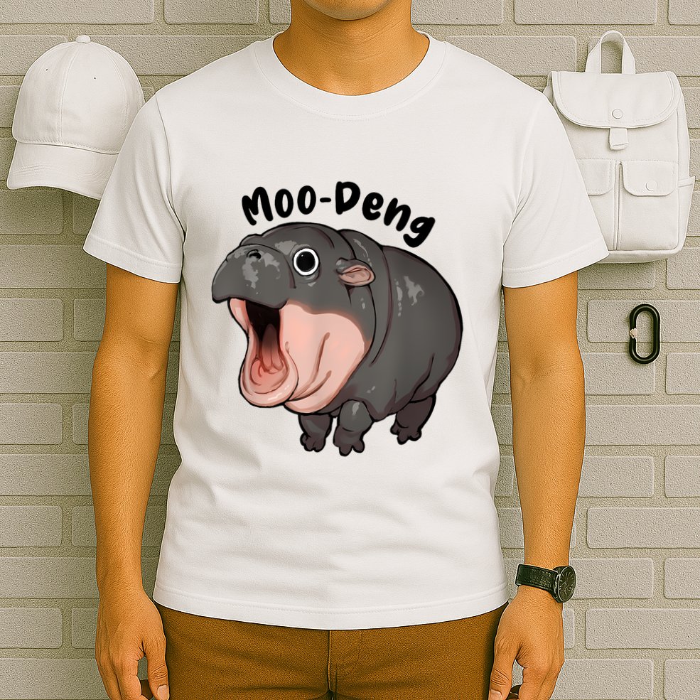 Moo Deng Hippo Baby Pigmy Hippopotamus Zoo Family T-Shirt
