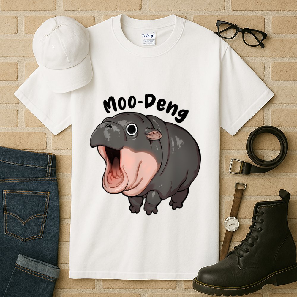 Moo Deng Hippo Baby Pigmy Hippopotamus Zoo Family Tall T-Shirt