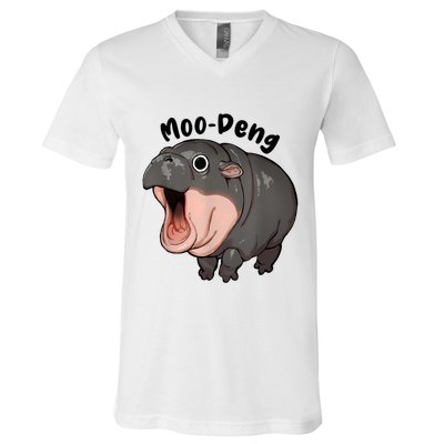 Moo Deng Hippo Baby Pigmy Hippopotamus Zoo Family V-Neck T-Shirt